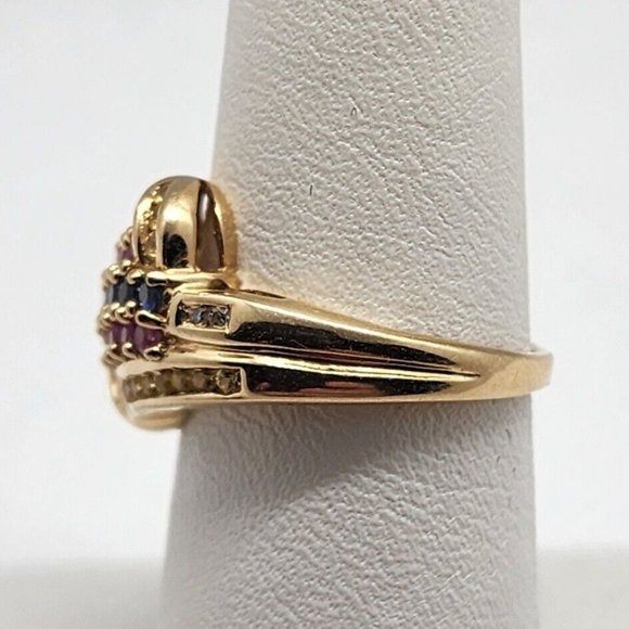 14K YELLOW GOLD TOURMALINE & DIAMOND RING SIZE 5.5 - Picture 4 of 8